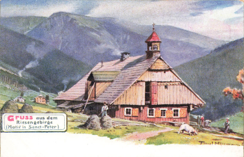 Saint Peter, Giant Mountains, artist's postcard by Paul Neumann * around 1900