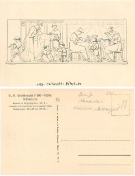 Schneider sewing room child with hobby horse artist card Weitbrecht * ca. 1920