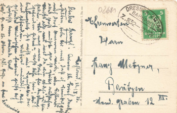 02681 Schirgiswalde Bahnpost Dresden-Zittau ZUG 832 o 1926