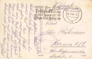 Zehlendorf Berlin Gaststätte Schloß-Schlachtensee Feldpost Genesenden-Komp. Kradsch..-Ers.-Rgt. 4 o 1942
