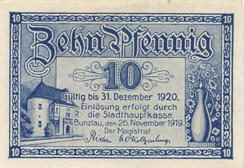 Bunzlau Silesia emergency bank note Bolesławiec 1920