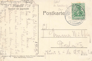 Lomnitz Oberdorf mit Sägemühle Schlesien Łomnica o 1911