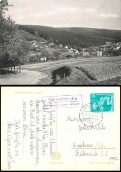 09477 Schmalzgrube on Annaberg (Erzgb) 1 country postmark on postcard o 22.7.1962