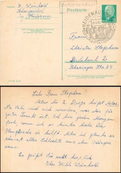 Schmorsdorf Kreis Pirna Landpoststempel auf Ganzsache 10 Pfennig Ulbricht o Heidenau 8.6.1963
