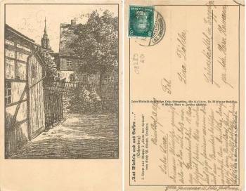 08289 Schneeberg "From corners and alleys" artist card Erich W. Eiland o 13.11.1928