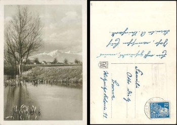 04654 Schoenau via Borna country postmark on postcard o around 1950