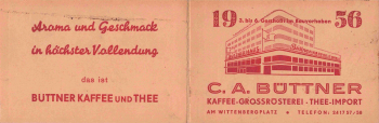 C. A. Büttner Large-Scale Coffee Roastery, Schöneberg, Berlin – Folded Card, 1956