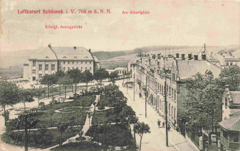 Schöneck Vogtland Albertplatz mit Amtsgericht o 1914