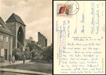 17291 Schoenfeld over Prenzlau country postmark on postcard o26.9.1961