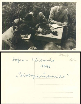 Pupils in biology lessons, real photo, Sofia Witoscha nebr. 1944