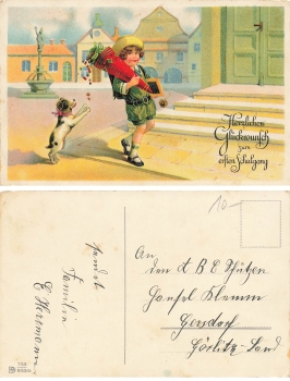 Child with a school cone back to school * around 1920