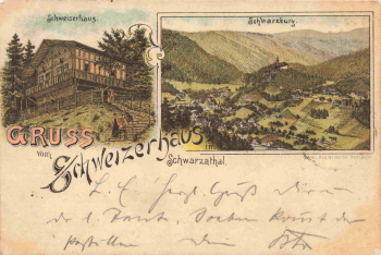 Schwarzatal Thüringen Schweizerhaus litho o 1898
