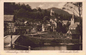 Schwarzburg Thüringer Wald Partie an der Kirche * um 1920