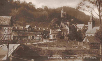 Schwarzburg Thüringer Wald Partie an der Kirche * um 1920