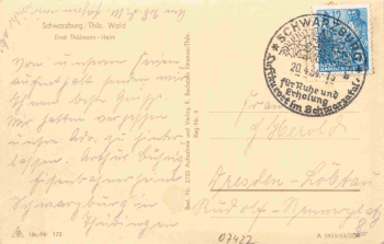 Schwarzburg Thüringer Wald Reichsbahn Erholungsheim Ernst Thälmann o 1954