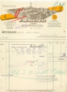 36448 Schweina Bad Liebenstein Company C.S. Reich AG Letterhead with factory view 1936