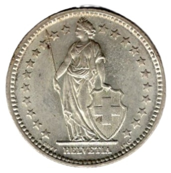 Schweiz 2 Franken 1944 Helvetia 