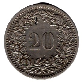 Schweiz 20 Rappen 1885 B Kopf der Helvetia