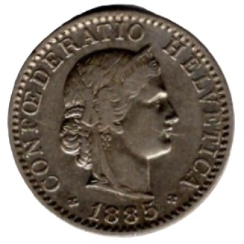 Schweiz 20 Rappen 1885 B Kopf der Helvetia