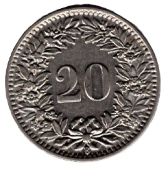 Schweiz 20 Rappen 1926 B Kopf der Helvetia
