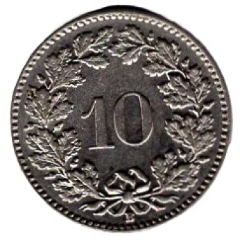 Schweiz Eidgenossenschaft 10 Rappen 1936