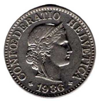 Schweiz Eidgenossenschaft 10 Rappen 1936