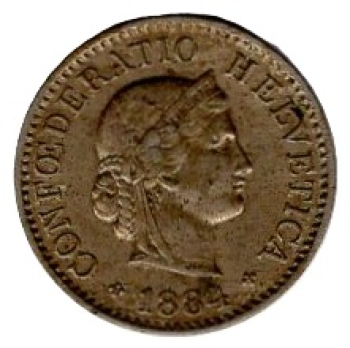 Schweiz Eidgenossenschaft 5 Rappen 1884 B
