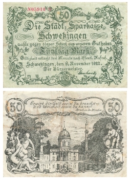 Schwetzingen Fifty Marks November 9, 1922 Emergency money