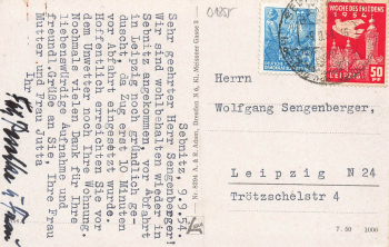 01855 Sebnitz in Sachsen RS Spendenmarke Woche des Friedens Leipzig 1954