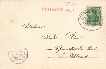 01968 Senftenberg Markt Bahnpoststempel Cottbus-Priestewitz Zug 988 o 1900