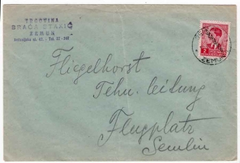 Serbia under German occupation Michel 5 single franking on cover o Zemun 1941
