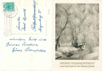 07937 Silberfeld via Zeulenroda country postmark on New Year's card o 22.23.1959