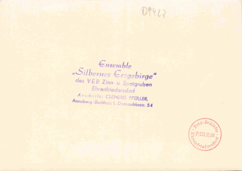 "Silbernes Erzgebirge" Ensemble, Ehrenfriedersdorf * c. 1960