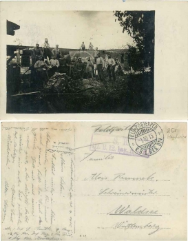 Soldiers WWI Maurer Feldpost III.B.12. bay. R. 4 R. o 1.10.1915