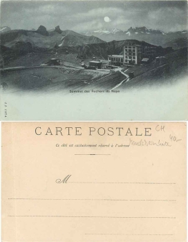 Sommet des Rochers de Naye railway station moonlight map * ca. 1900