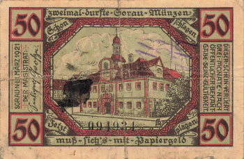 Sorau Lower Lusatia Żary emergency bank note 1921