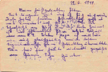 Soviet prisoner-of-war camp 7181/11, Rustavi, Georgia, 12 June 1949, control stamp.