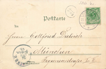 Sprottau Schlesien Szprotawa  Litho o 1898 nach München Briefträgerstempel 235