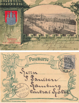 St. Pauli Hamburg Landungsbruecken Litho mit Wappen o 1901