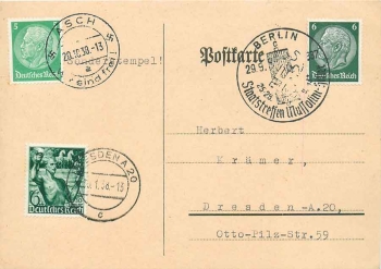 State meeting Mussolini Hitler special stamp Berlin 09/29/1938 Asch we are free