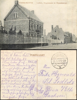 STADEN-BIJ-YPER Lusthuis Burgermeester en Dixmuidestraat Feldpost 1917