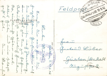 Stettin Hakenterrasse Pomerania Szczecin Field Post Office Stamp Railway Guard 1942