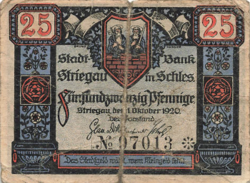 Striegau Schlesien Notgeldschein Strzegom 1920