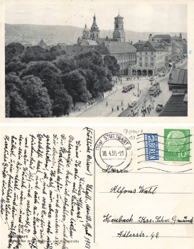 Stuttgart Stiftskirche und Konigstrasse o 10.4.1955