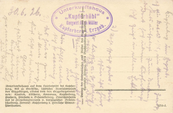 Kupferhübl Unterkunftshaus Böhmen Měděnec gebraucht 1926