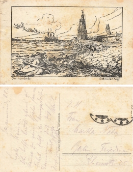 Swinoujscie Pomerania Ostmolenkopf artist card o 1920