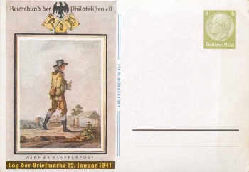 Day of the stamp 1941 postman Reichsbund der Philatelisten stationary 6 Pfennig Hindenburg *