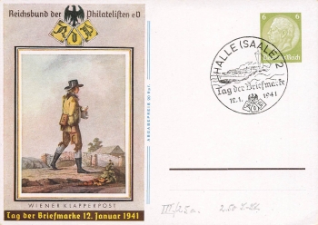Stamp Day 1941 postal stationery P289 special cancellation Halle Saale2 January 12, 1941