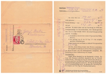 Teltow tax office folded letter with Michel 220 Ernst Thalmann o November 4, 1949