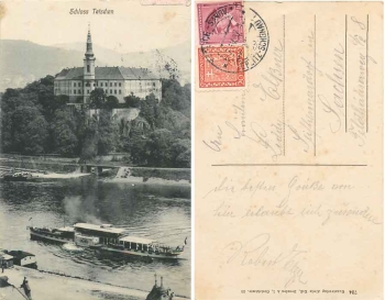Tetschen Castle with Elbe steamer o April 7, 1937